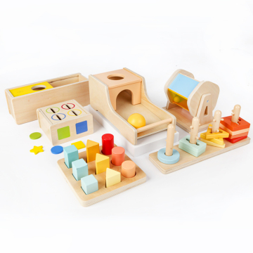 Colorful Wooden Educational Geometry Puzzle Ladder Toy for Kids - Shape and Color Classifier