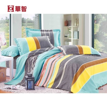 Rainbow Stripe Printing Bedding set, Polyester bed sheet set with covers