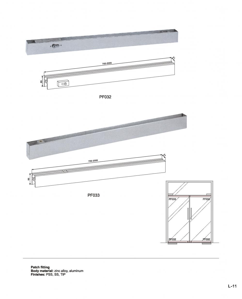 Slotted glass door patch fiftting