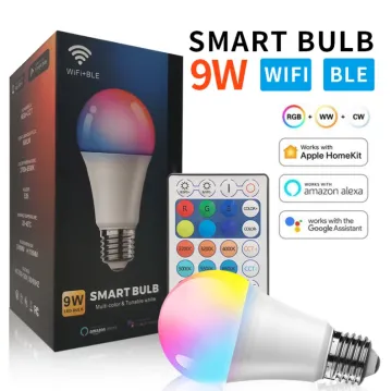 WiFi Smart Light Bulb with Alexa Voice Control, Bluetooth RGB, Remote Timing, Screw Base