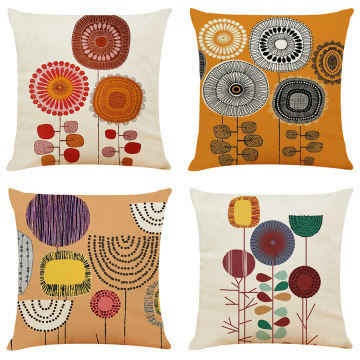 Hand-Painted Cotton and Hemp Car Pillow Cover Sofa Cushion