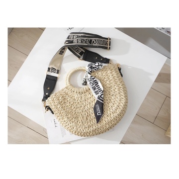 2021 half round straw beach shell lady bag