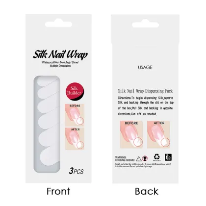 3Pcs Silk Fiber Builder Wrap Nail Form Nail Art UV Gel Extension Building Protector Nail Form White Non-Woven Silks Manicure Tip