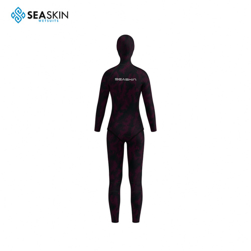 Seaskin 3/2mm Two Piece Hoodie Camo FreeDiving Suit