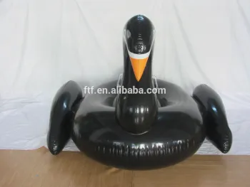Custom overwater floating row black beach inflatable swan toy,inflatable swan floating mat