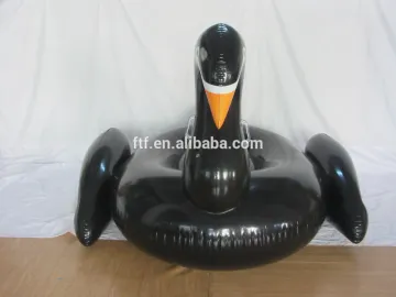 Custom overwater floating row black beach inflatable swan toy,inflatable swan floating mat