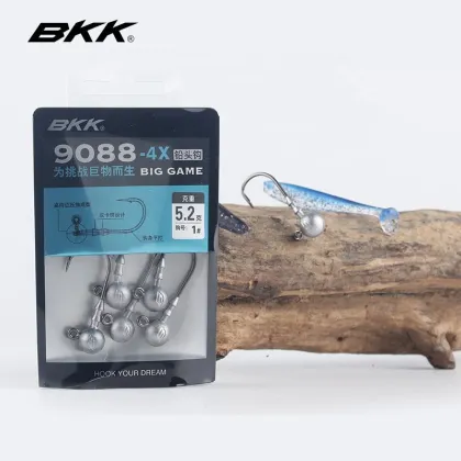Lead Head Hook Reinforced BKK 9088-4x-np for Freshwater and Seawater Fishing - Mandarin Fish, Bass, Big Game