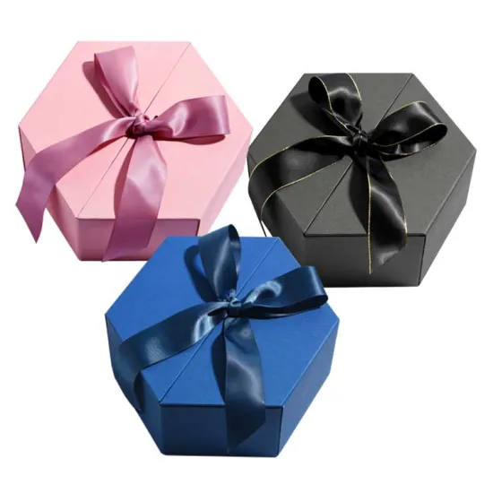 Luxury flower hexagon box gift packaging with Lids