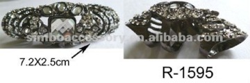 fashion metal crystal and acrylic rhinestones jewelry double O ring