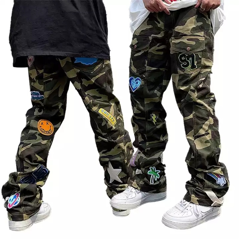 Army Green Printed Casual Trousers For Sale