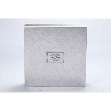 empty silver cardboard perfume package box