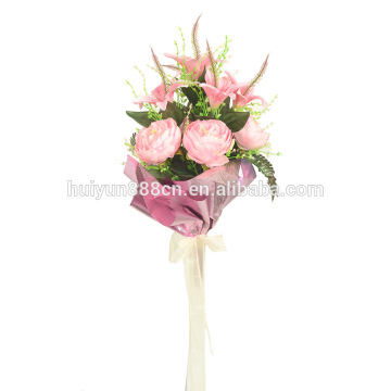 Silk peony artificial decorative flower mixed with small lily in high quality