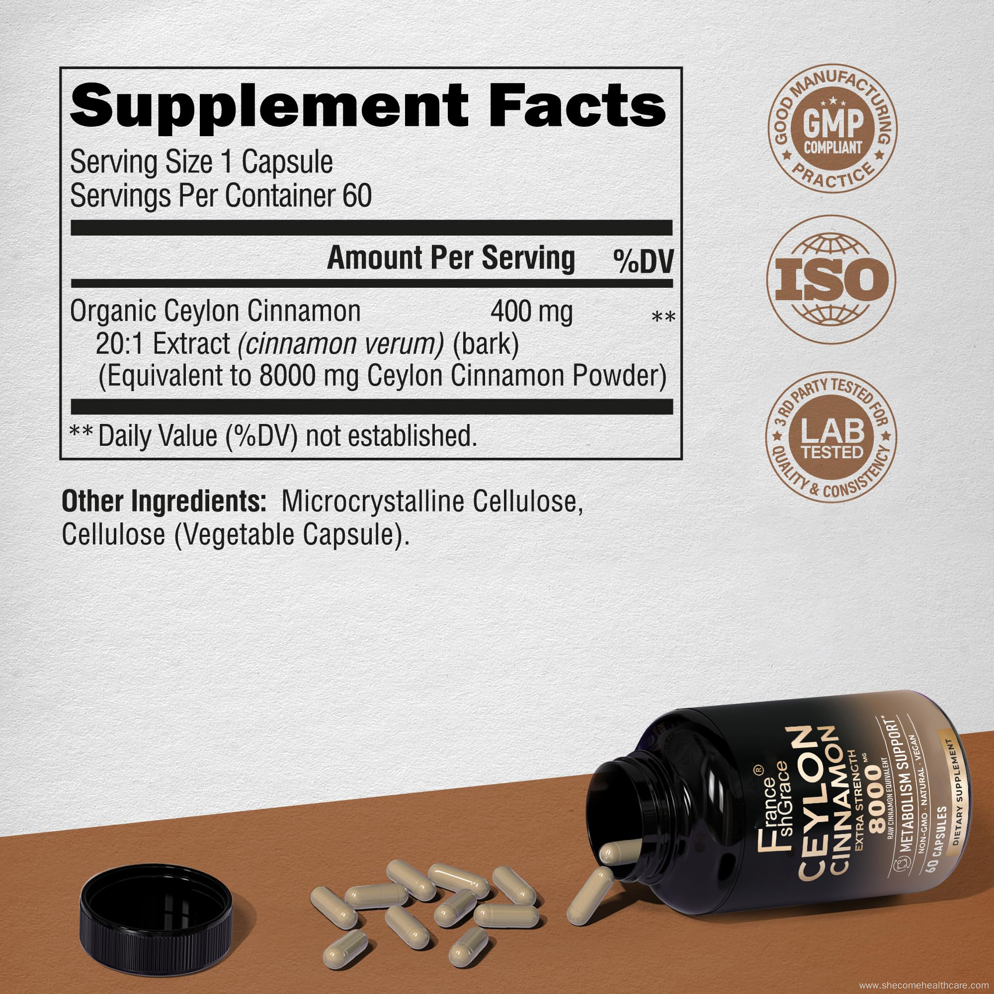 organic Ceylon Cinnamon Gluten Free Cinnamon capsules