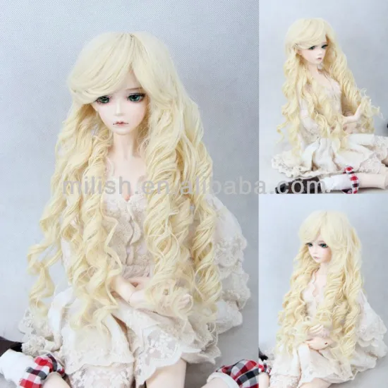 Cute synthetic 18 inch long curly doll hair wigs BJDW-0030