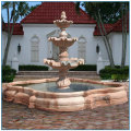 Sunset Red Marble 3 Tiered Marble Fountain