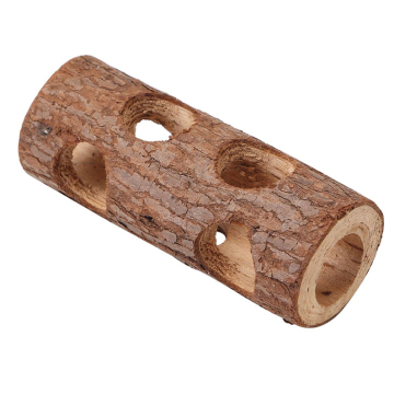 Natural Wood Hamster Tunnel: Forest Theme Hollow Tree Trunk Interactive Toy