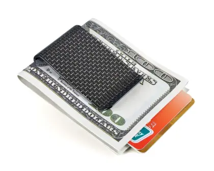 Silver carbon fiber money clips