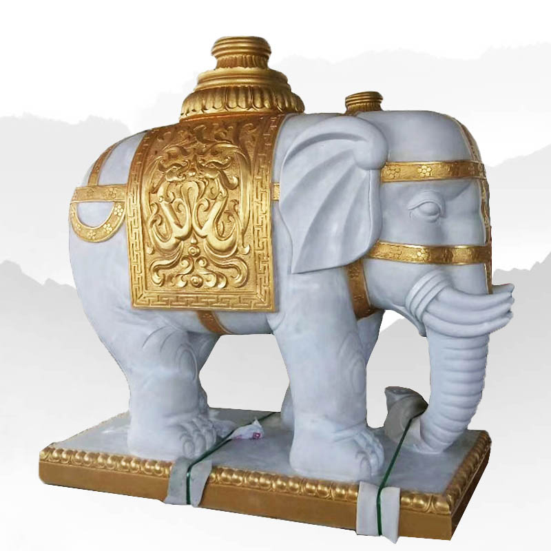 White Marble Elephant Stone Ornaments