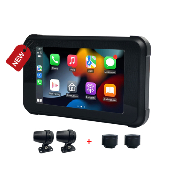 5 Inch Wireless CarPlay Android Auto Display Screen with Waterproof IP67 Camera for Motorcycles and Cars