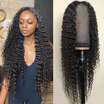 Customize Wig Vendors Wholesale Indian Virgin Hair Lace Frontal Wig 13*4 Natural Deep Virgin Human Raw Indian Hair Wig Deep Wave