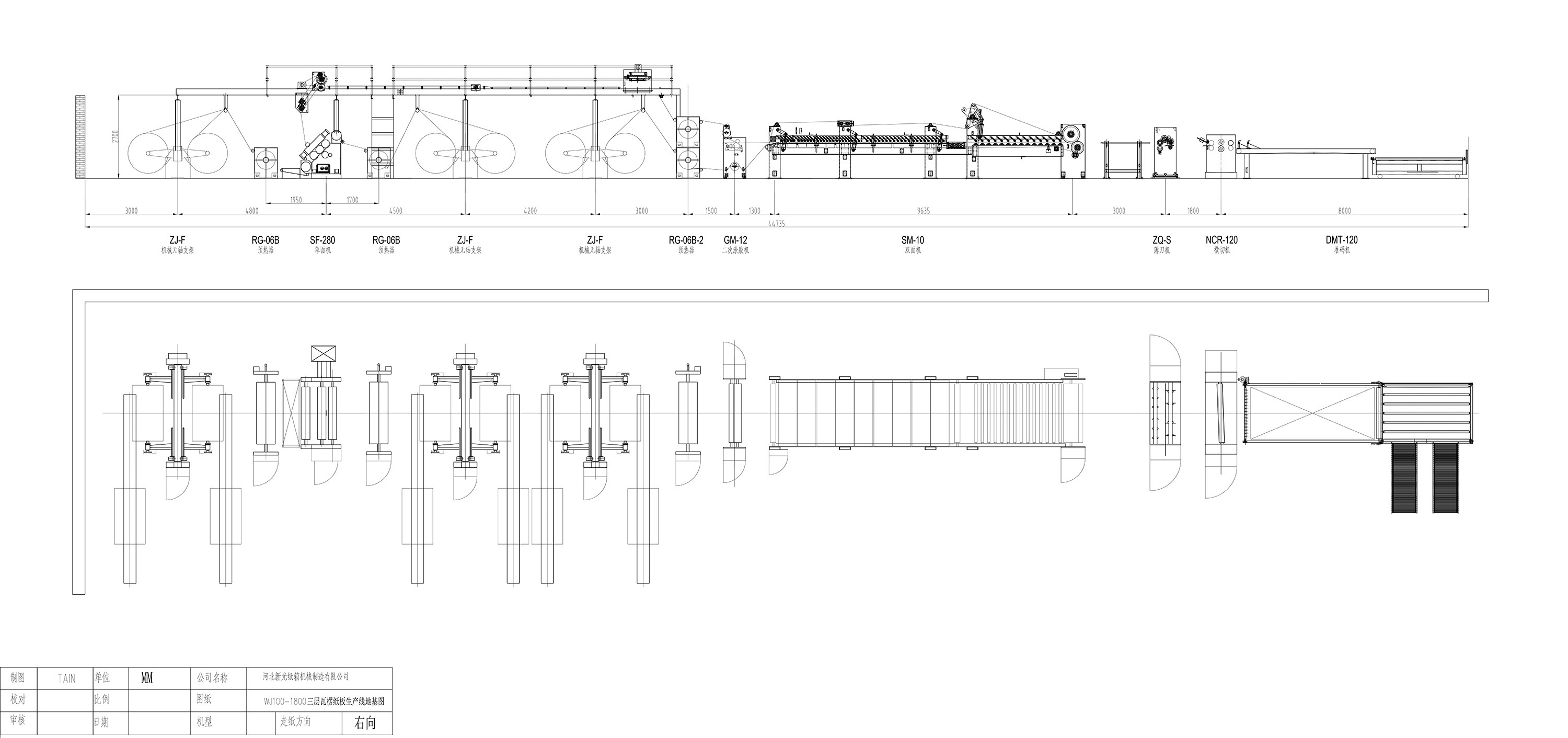 100 meter three-layer corrugated cardboard pr
