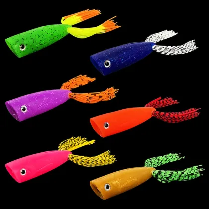 Handmade Popper Soft Lure 7cm 15g Double Tail 3D Eye with Sound for Fishing