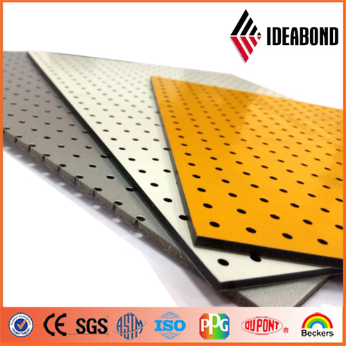 Silver, White, Yellow 3mm Punching Aluminium Perforated Panel with Polyester Coating (AE-38B, AE-31D, AE-32D)