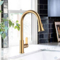 Brushed Brass Kitchen Faucet Water Tap