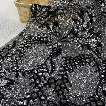 Shinny Sequin Embroidery On Poly Mesh Fabric