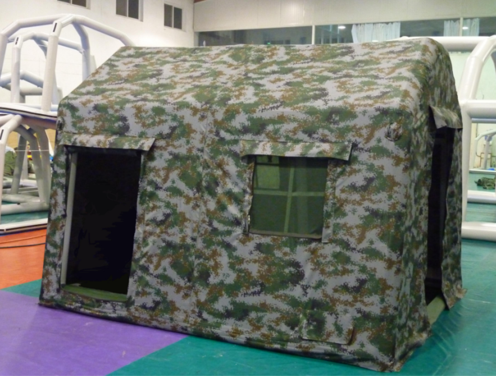 Camouflage inflatable command tent