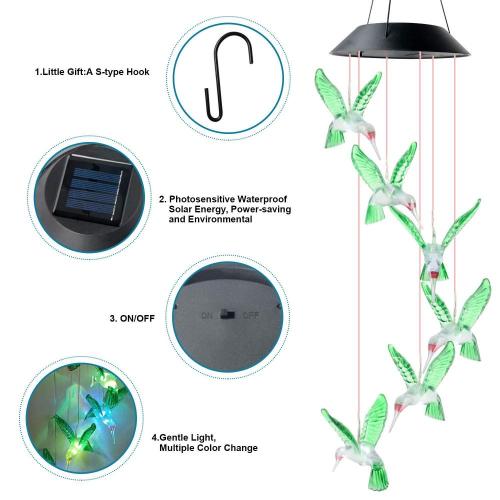  Memorial Wind Chimes Solar Hummingbird Wind Chime Supplier