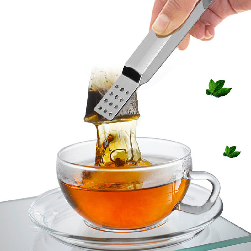 Freeship Stainless Steel Tea Bag Clip Anti-scalding Tea Set Accessories Stainless Steel Tea Bag Tong Squeezer Tea Set Food Clip