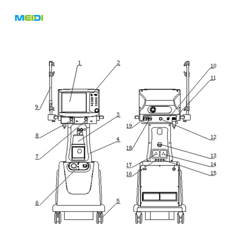 MEIDI Ventilator of ICU & Emergency Breathing Machine Hospital Home Breathing Machine