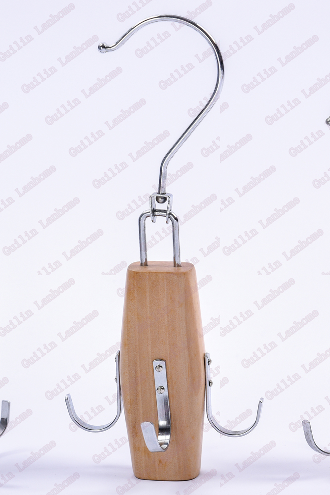 Wooden Belt Hanger Natural With Movable Hook