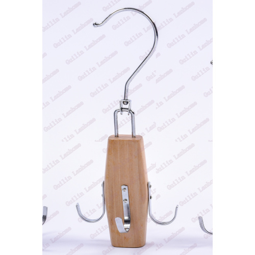 Wooden Belt Hanger Natural With Movable Hook