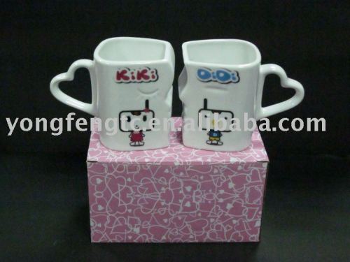 YF28001 heart shape ceramic couple mug