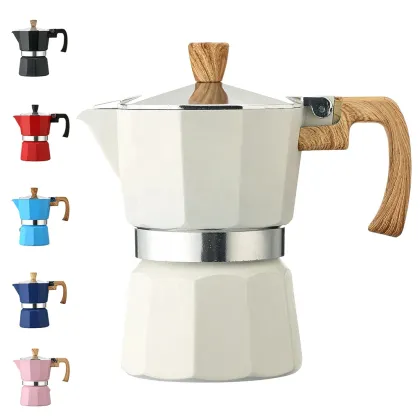 Matt Finish Aluminum Stovetop Espresso Maker Moka Pot - 3/6 Cup Espresso Cup