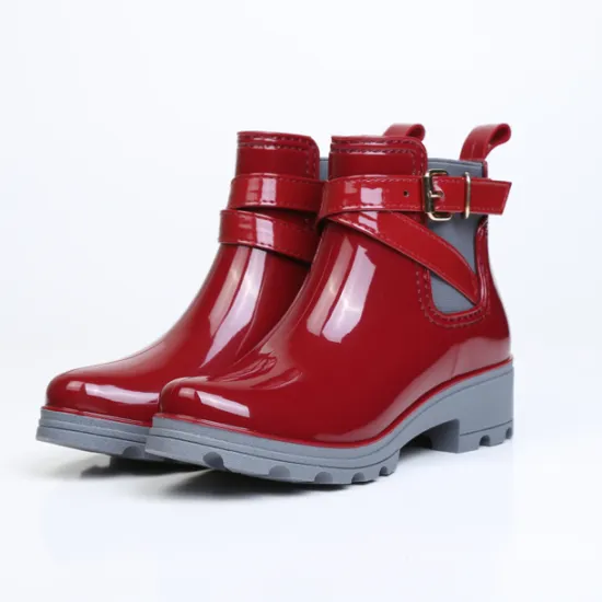 Affordable Red Women's Chelsea Short Rain Boots in PVC