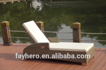 GW3418-L1 outdoor furniture PE wicker chaise lounge with hydraulic device