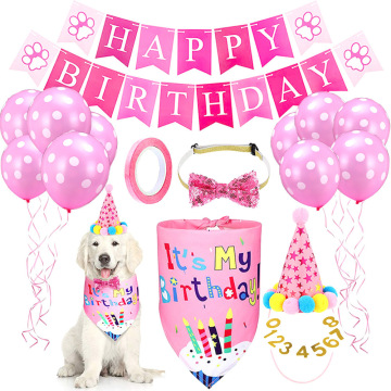 Factory Direct Pet Party Decoration Set - Dog Birthday Triangle Scarf, Hat, and Bow Tie