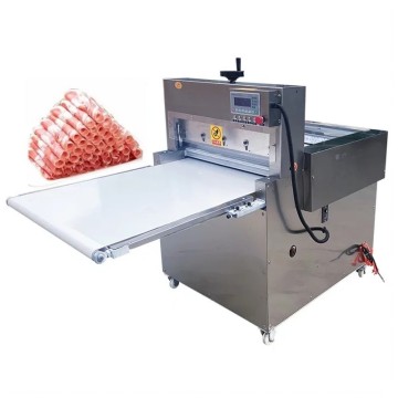 CNC Frozen Meat Slicer: Beef, Lamb, and Bacon Cutting Machine with Conveyor