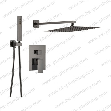 Black Gold Copper Embedded Wall Shower Set for Home and Hotel