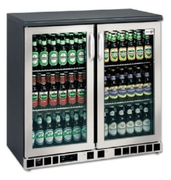 Double door bar bottle cooler, S/S finish