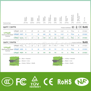 dc tubular motor,tubular motor dc,UM35E-13/14,dooya
