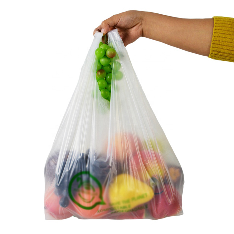 T shirt Carrier Bags For Retail Shopping Supermarket Household Food Storage logo printer loop handle plastic bag