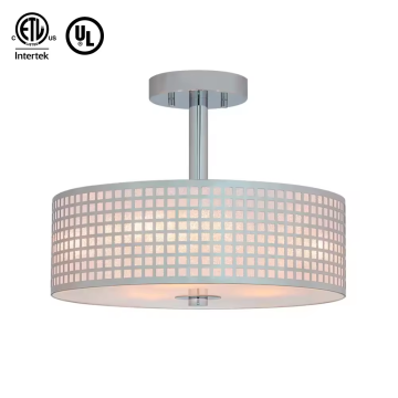 Modern Circle Design LED Pendant Light - Contemporary Semi Flush Mount Chandelier