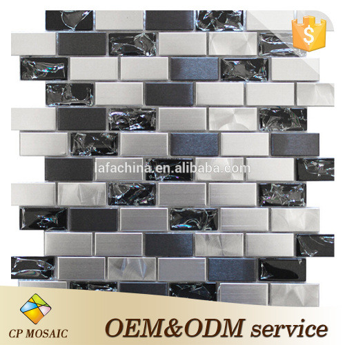 Golden supplier glass mixed metal broken glass mosaic