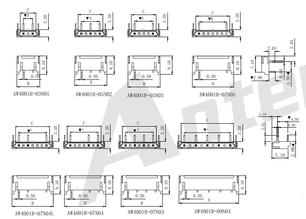 BH4.00mm 90 ° Wafer Connector Series AW4001R-NP