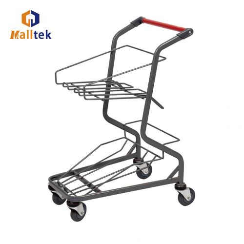 Zinc Plated Three Basket Retail Store Basket Trolley