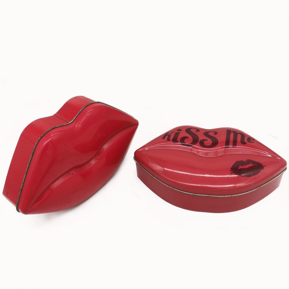 Caja de hierro en forma de labio de hojalata personalizada